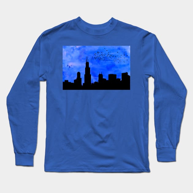 Chicago Skyline Long Sleeve T-Shirt by jhsells98